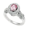 14k Gold Intense Pink and White Diamond Ring