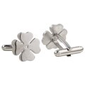 Stainless Steel Clover Leaf Design Cuff Links