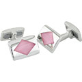 Sterling Silver Pink Cat's Eye Cuff Links