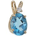 14k Yellow Gold Swiss Blue Topaz Pendant