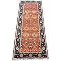 Indo Kazak Tangerine/ Navy Runner (2'9 x 8')