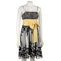 Max & Cleo Crepe Floral Print Dress w/ Yellow Sash