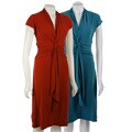 Max & Cleo Wrap Front V-neck Dress with Sash