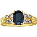 10k Gold Sapphire and 1/10ct TDW Diamond Ring