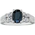10k Gold Sapphire and 1/10ct TDW Diamond Ring