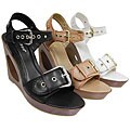 Journee Bamboo Women's Open Heel Wedge Sandals