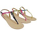 Journee Bamboo Women's T-strap Croc Print Sandals