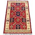 Indo Kazak Hand-knotted Red/ Ivory Rug (3' x 5')