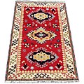 Indo Kazak Hand-knotted Red/ Ivory Rug (3' x 5')
