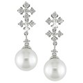18k Gold South Sea Pearl and 4/5ct TDW Diamond Earrings (G-H-I, I1) (9-10 mm)