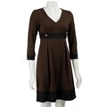 London Times Women's 3/4-sleeve Ponte Dress