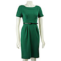 London Times Women's Belted Ponte Dress