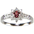 Sterling Silver Garnet and CZ Ring (China)