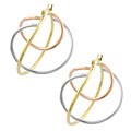 14k Tri-tone Gold Fancy Orbit Hoop Earrings