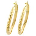 14k Yellow Gold Wave Hoop Earrings