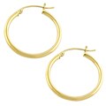 14k Yellow Gold Round Tube Hoop Earrings