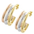 14k Tri-tone Gold J-hoop Earrings