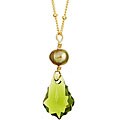 14k Goldfill Green Baroque Crystal and Pearl Necklace (7 mm)