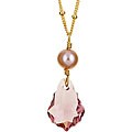 14k Goldfill Lavender Baroque Crystal and Pearl Necklace (7 mm)