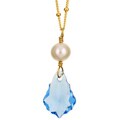 14k Goldfill Blue Baroque Crystal and Pearl Necklace (7 mm)