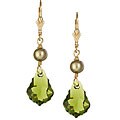 14k Goldfill Green Baroque Crystal and Pearl Earrings (7-7.5 mm)