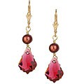 14k Goldfill Fuchsia Baroque Crystal and Pearl Earrings (7-7.5 mm)