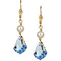 14k Goldfill Blue Baroque Crystal and Pearl Earrings (7-7.5 mm)