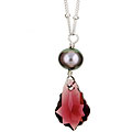 Sterling Silver Amethyst Baroque Crystal and Pearl Necklace (7-7.5 mm)