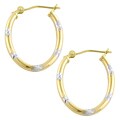 14k Two-tone Gold Oval Hoop Earrings