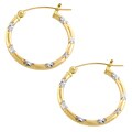 14k Two-tone Round Hoop Earrings