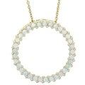 18k Gold Overlay Created Opal Circle Necklace