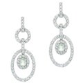 Sterling Silver Green Amethyst and CZ Oval Earrings