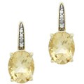18k Gold Overlay Citrine and Diamond Accent Earrings