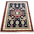 Indo Kazak Hand-knotted Red/ Black Rug (5' x 7')