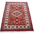 Indo Kazak Hand-knotted Red/ Ivory Rug (5' x 7')