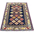 Indo Kazak Hand-knotted Navy/ Ivory Rug (4'6 x 6'6)