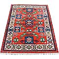 Indo Kazak Hand-knotted Red/ Ivory Rug (4' x 6')