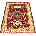Indo Kazak Hand-knotted Burgundy Rug (5' x 7')