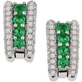 18k Gold Emerald and 1/5ct TDW Diamond Earrings