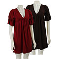 Ruby Women's Deep V-neck Short Bell-sleeve Dress