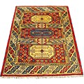 Indo Kazak Hand-knotted Red/ Ivory Rug (5' x 7')