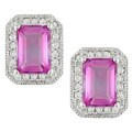 10k Gold Pink Topaz and 1/5ct TDW Diamond Earrings