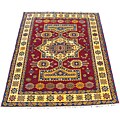 Indo Kazak Hand-knotted Burgundy/ Ivory Rug (5' x 7')