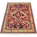 Indo Kazak Hand-knotted Red/ Ivory Rug (5'x7')