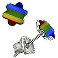 Sterling Silver Rainbow Enamel Flower 'Pride' Studs
