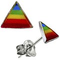 Sterling Silver Rainbow Enamel 'Pride' Triangle Studs