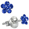 Sterling Silver Blue Crystal Flower Earrings