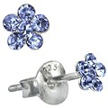Sterling Silver Light Blue Crystal Flower Earrings