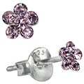 Sterling Silver Purple Crystal Flower Earrings