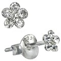 Sterling Silver Clear Crystal Flower Earrings